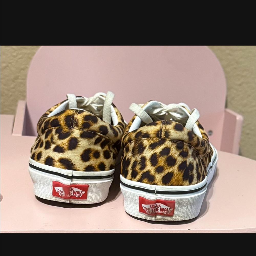 Vans Brown and White Leopard Print Sneakers